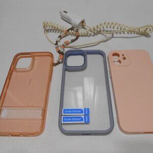 LOT 2 PINK 1GRAY IPHONE CASES & WHITE IPHONE CAR CHARGER BY ZIPKORD SOLUTIONS 👩